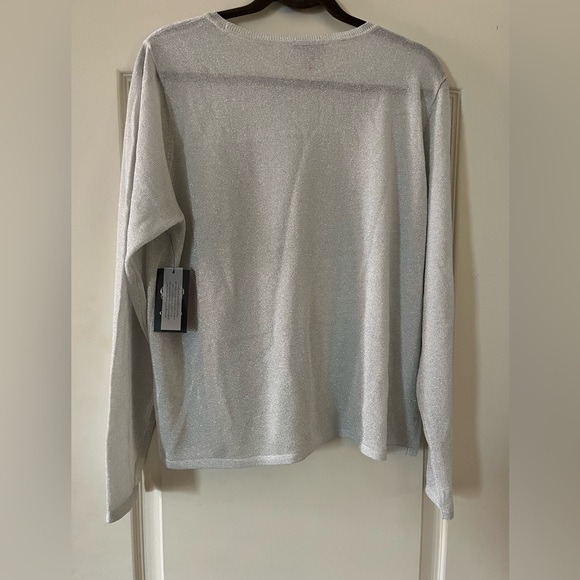 New! Vince Camuto Semi Sheer Sparkling Metallic long sleeve blouse Size XL - Picture 5 of 14